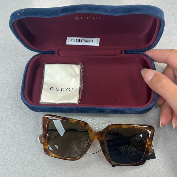 GUCCI GG0435SA Sunglasses Brown X Gold authentic Women - Picture 7 of 7